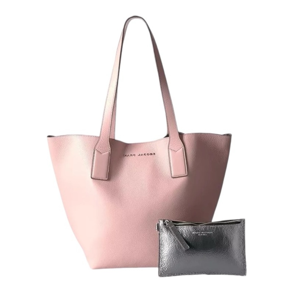 NWT Marc Jacobs Wingman Reversible Leather Tote X Large + Pouch Pink Adjustable